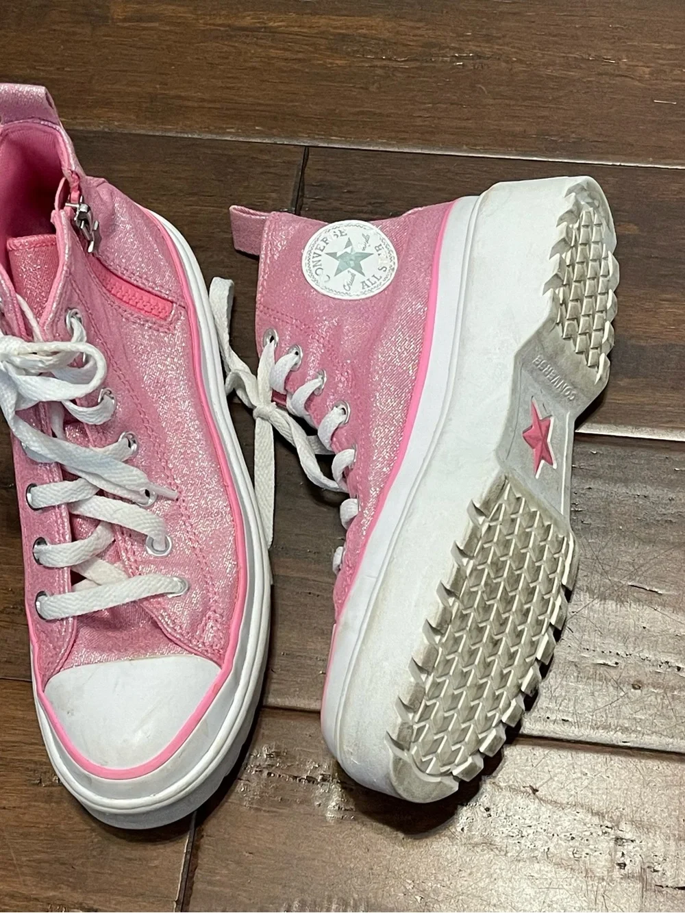 Converse Pink Glitter Platform High Tops